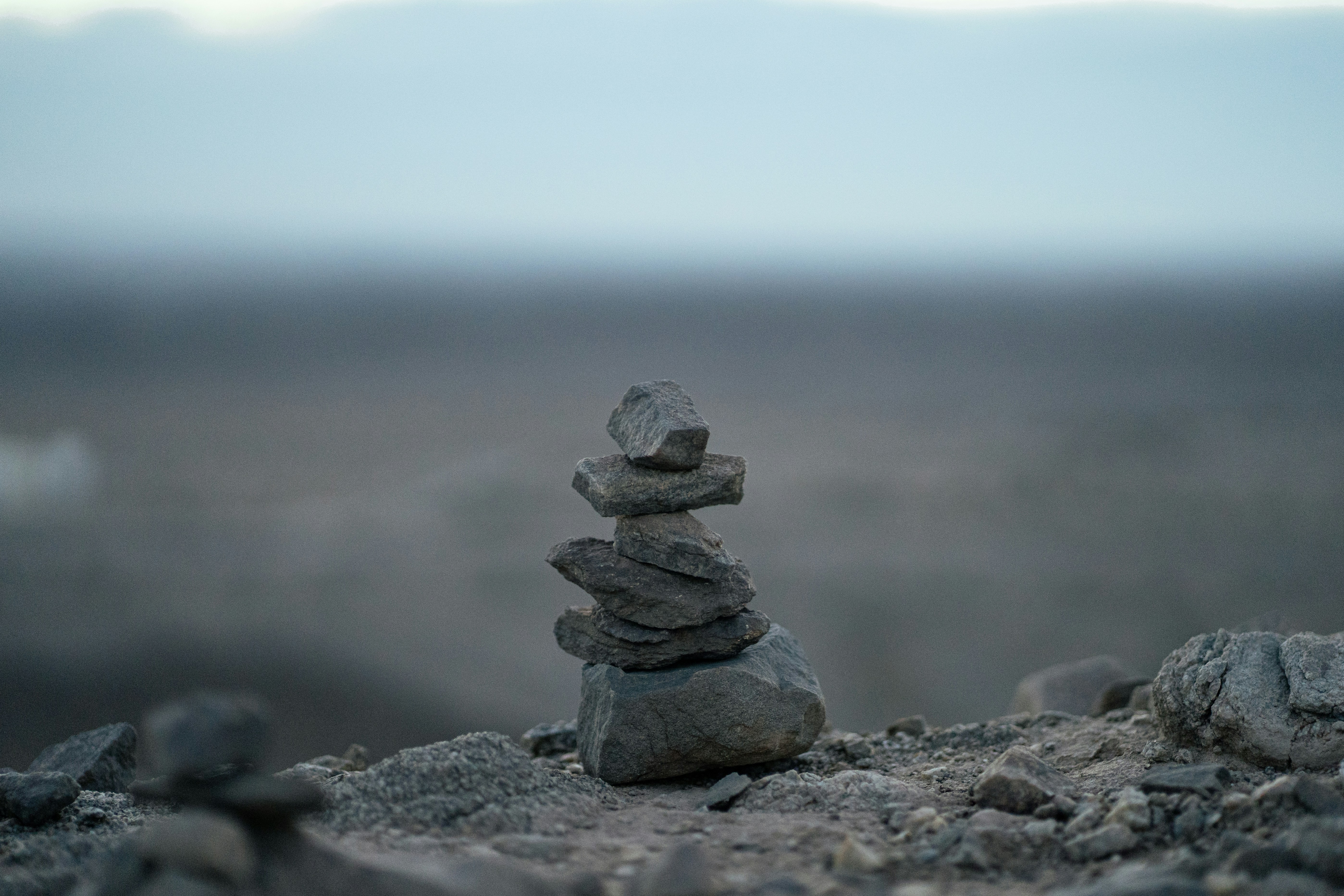 gray stone stack on gray rock