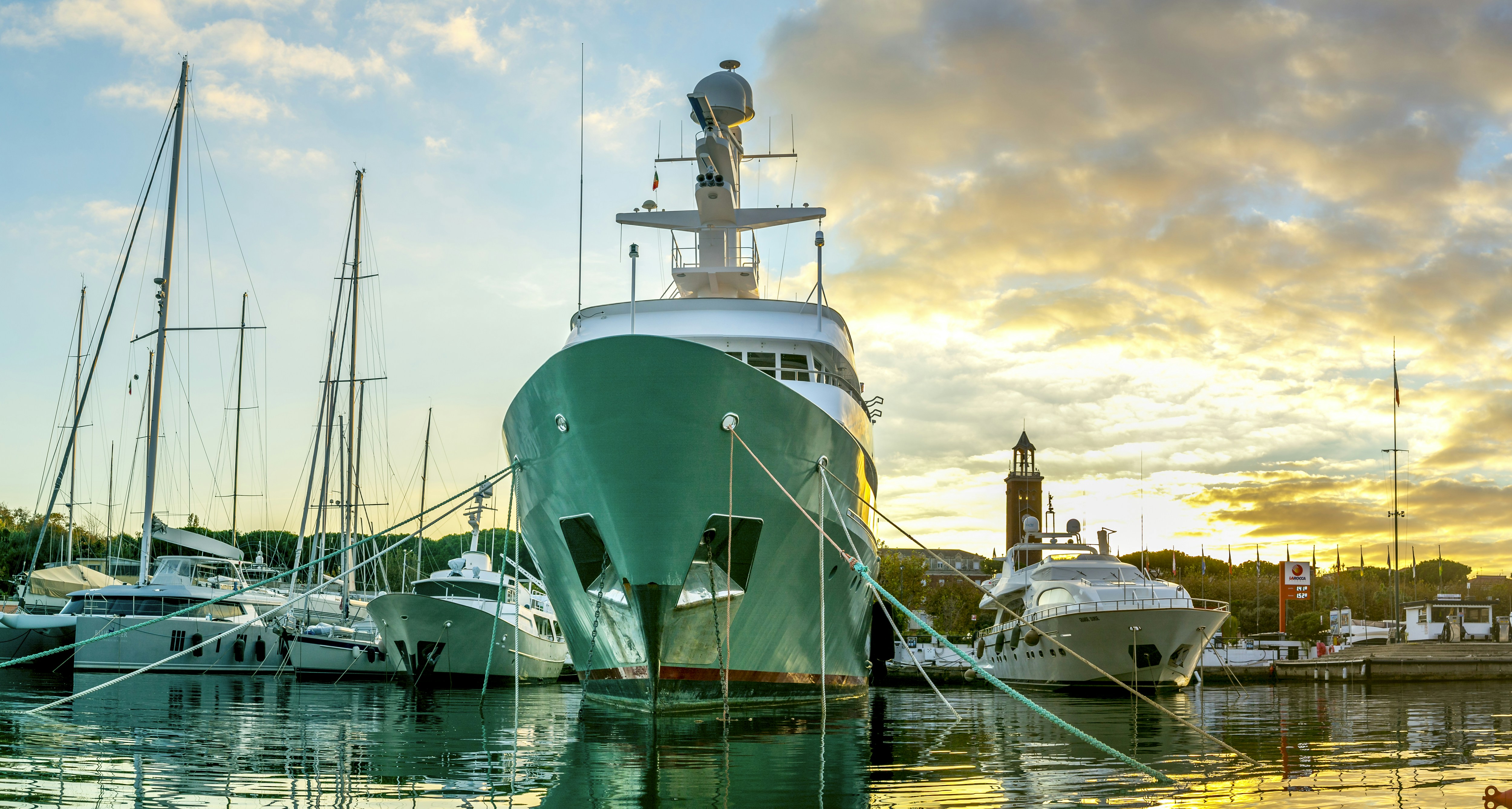 A steel giant receiving a winter refit in Base Nautica Flavio Goia, Gaeta Italy.