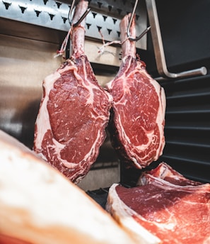 raw meat on stainless steel tray