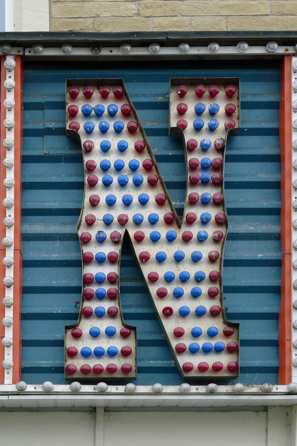 blue and red wooden frame