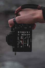 person holding black dslr camera