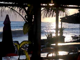 Sunset view from the private patio of the beach bungalow.