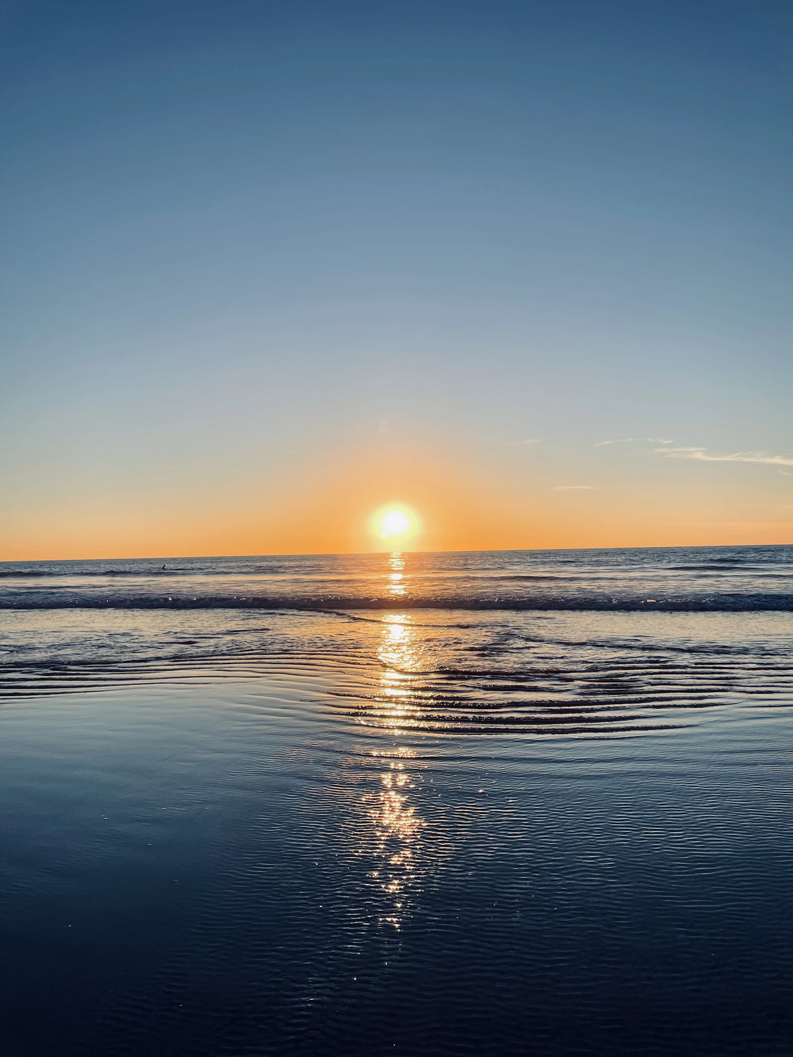 body of water during sunset