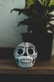 Elegant decorative skull mounted on a minimalist driftwood base.
