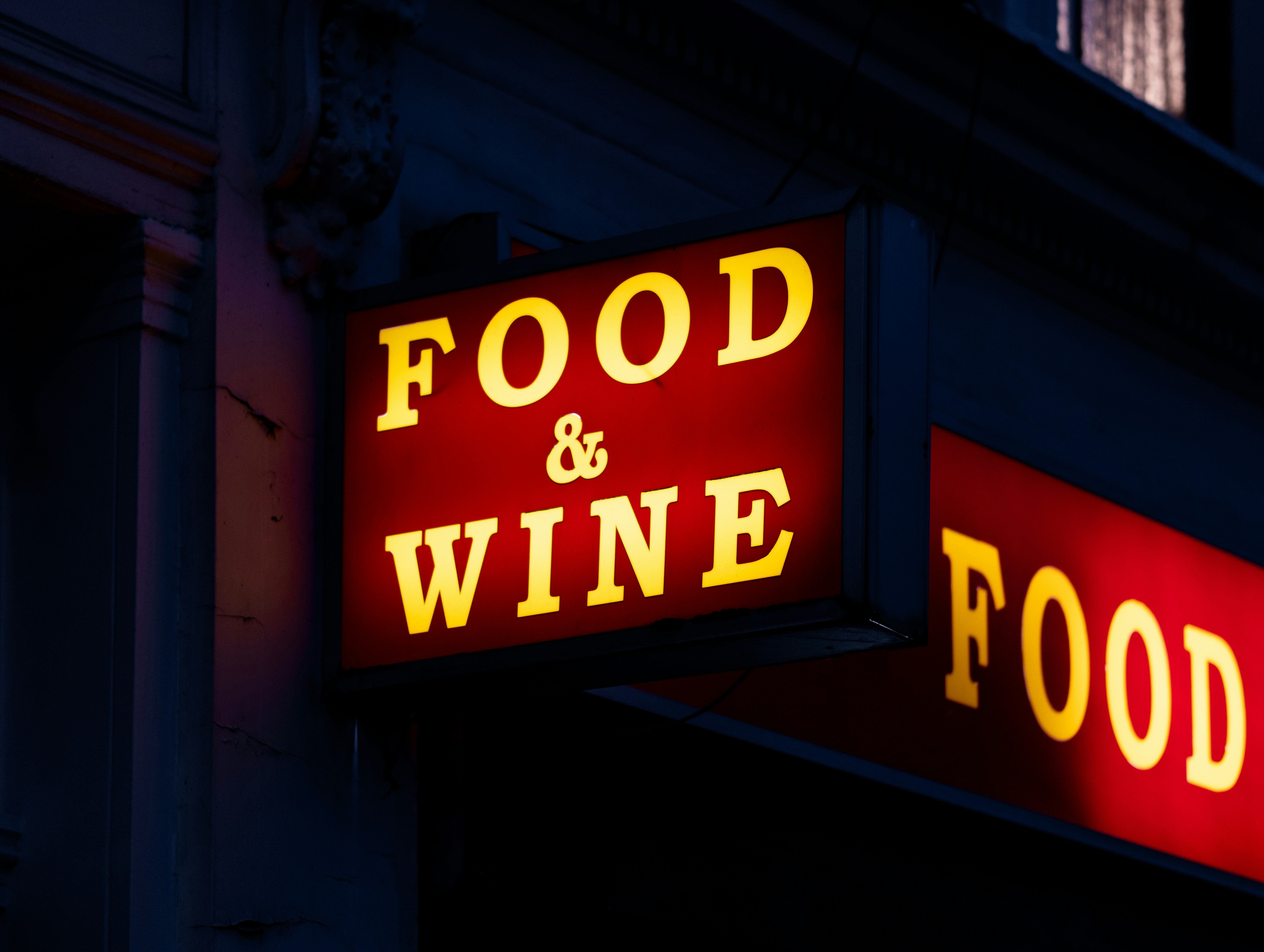 red and white open signage