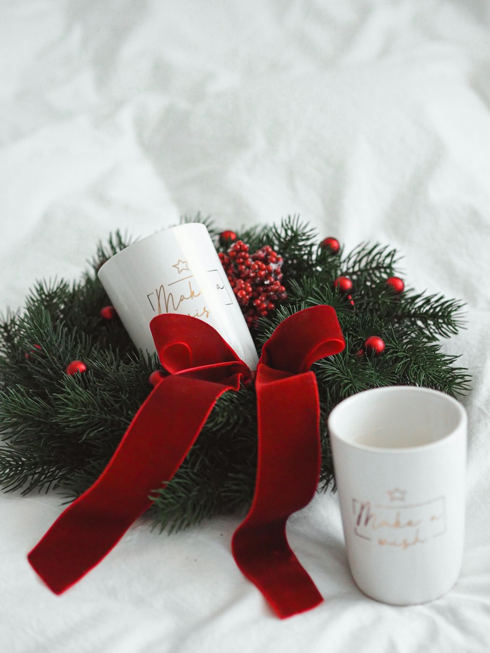 red ribbon on white textile