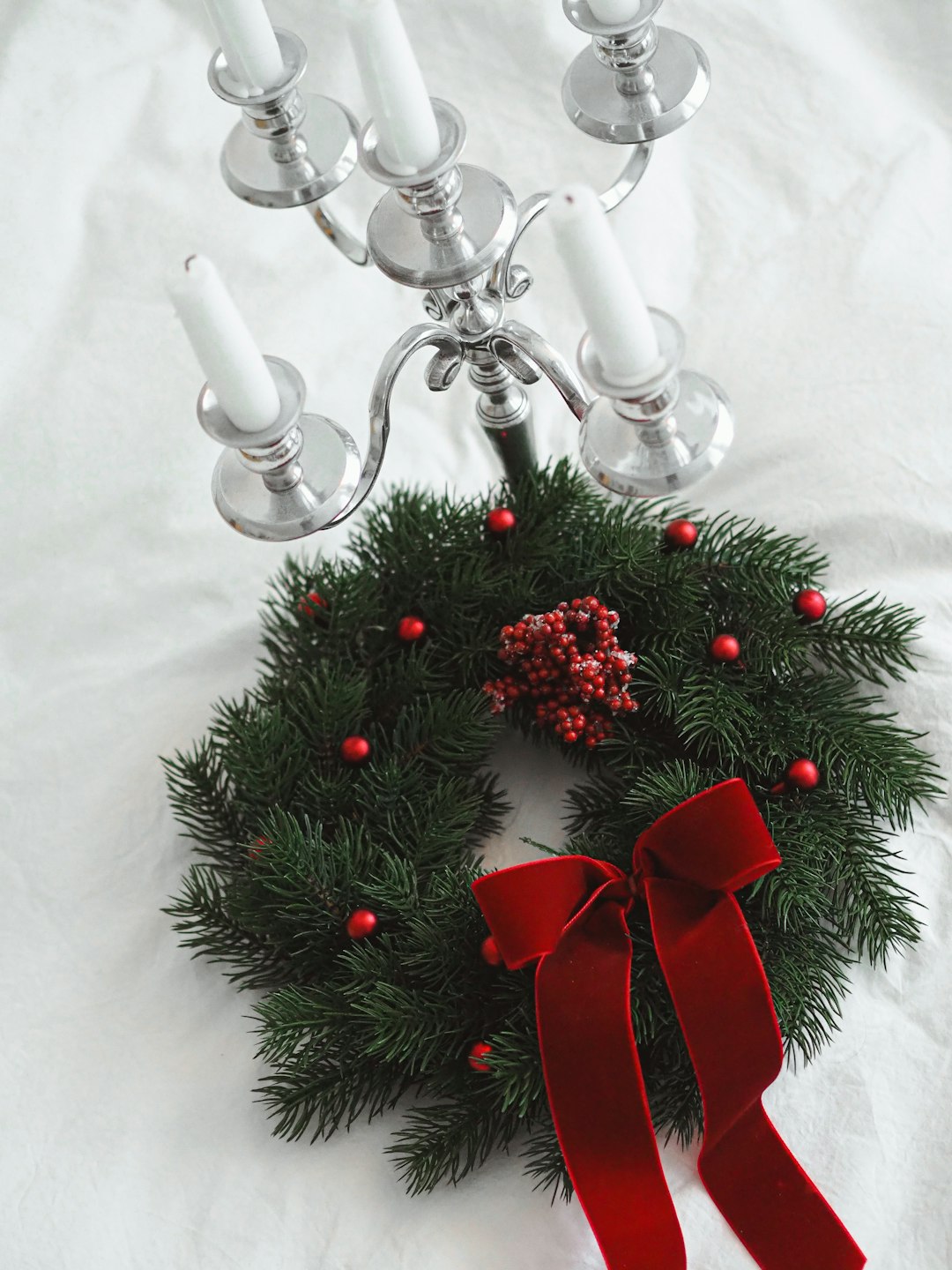 red and silver christmas baubles