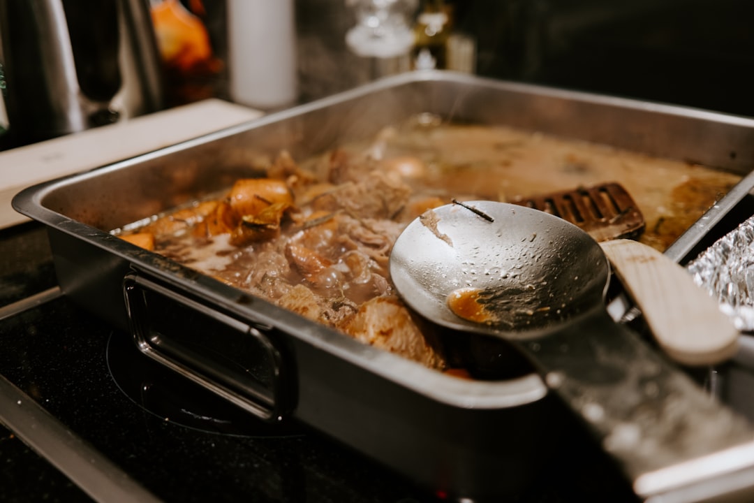 stainless steel tray with food