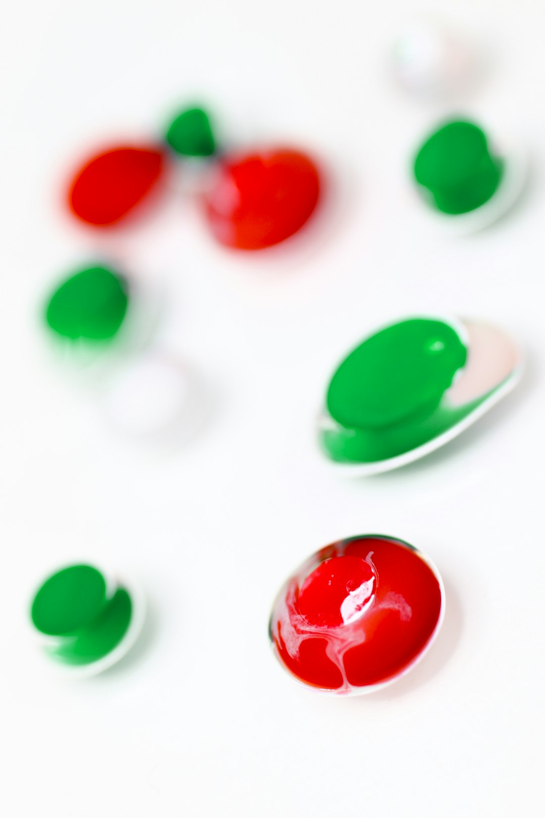 red green and white round ornaments
