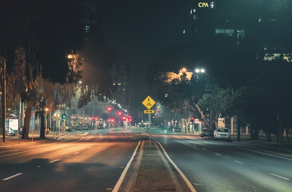 cars on road during night time