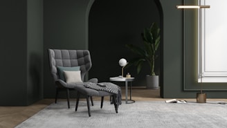 Elegant, minimalist interior in dark colors.