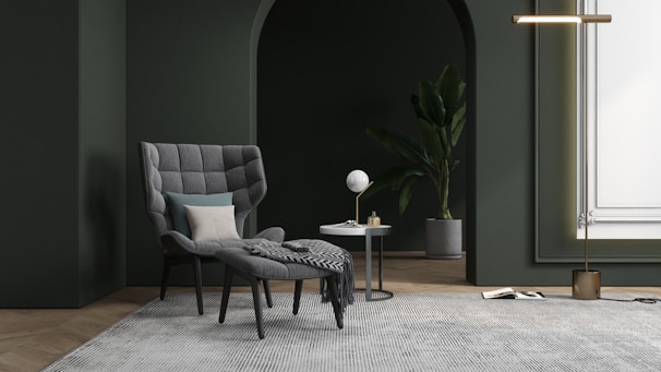 Elegant, minimalist interior in dark colors.