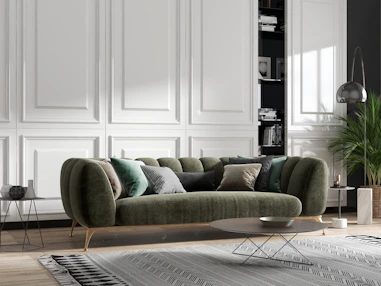 green and brown sofa chair