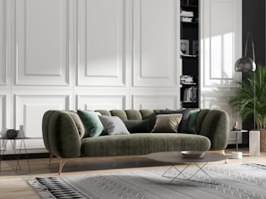 green and brown sofa chair