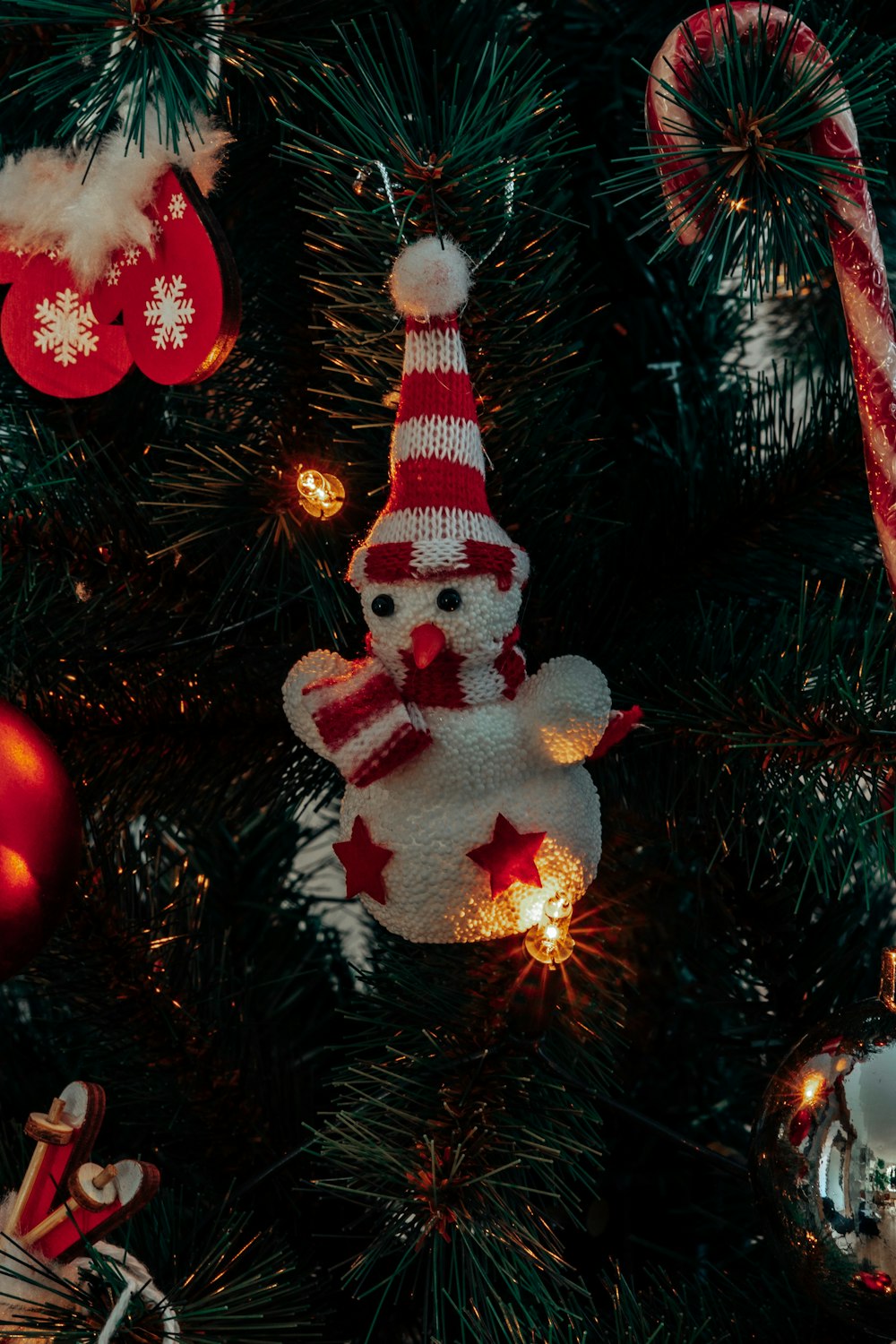 red and white christmas ornament