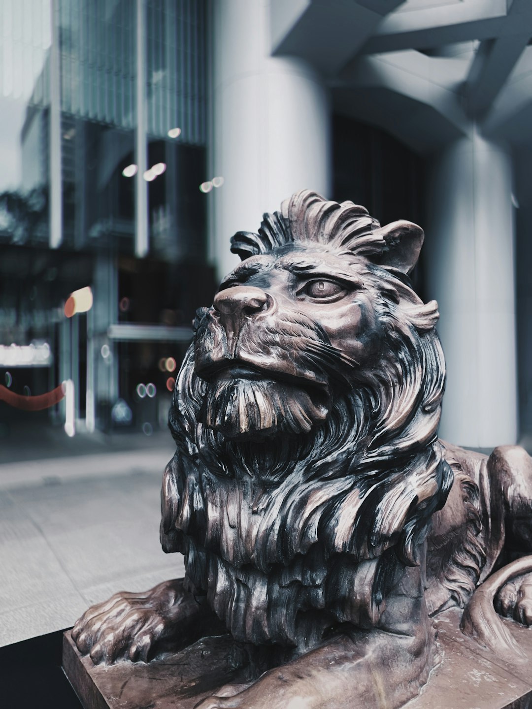 black and brown lion statue
