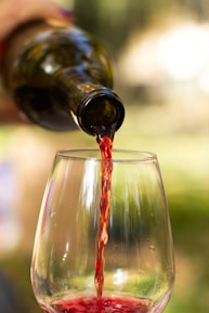 clear wine glass with red wine