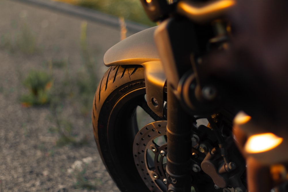 black and brown motorcycle wheel