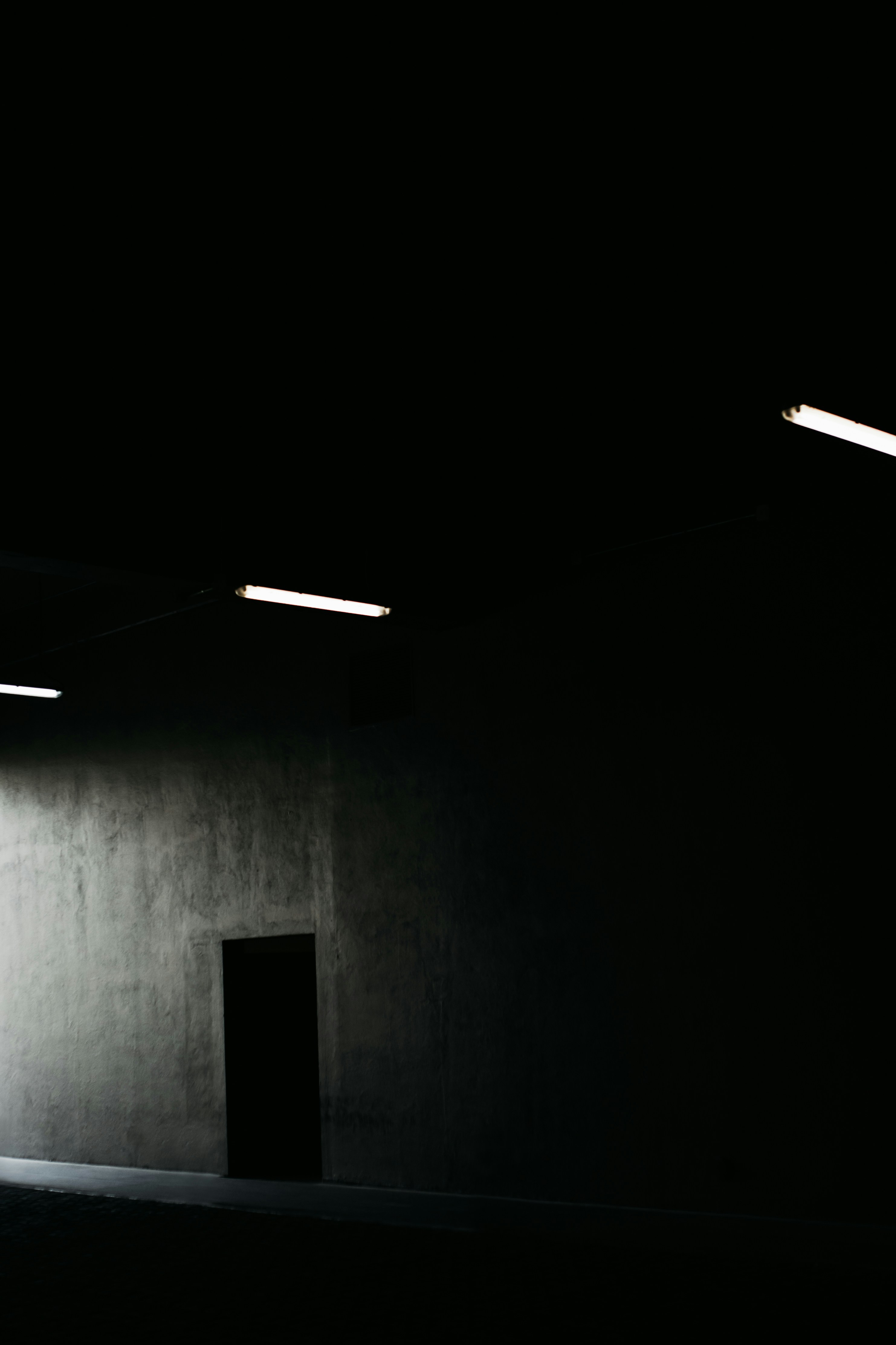 white fluorescent light turned on in room