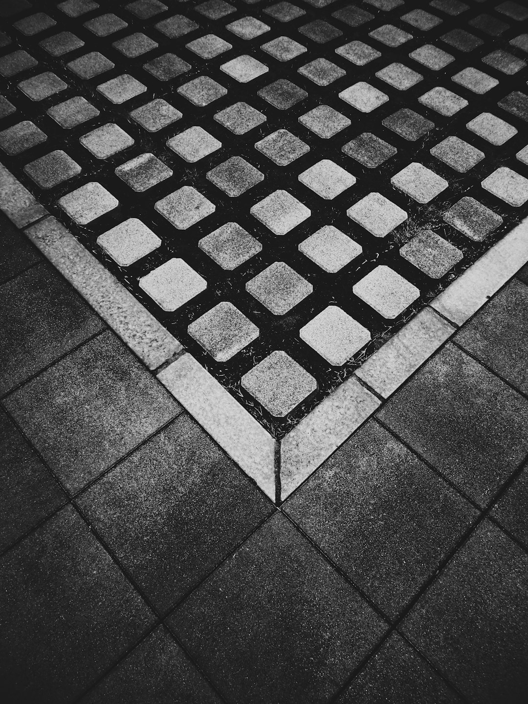 black and white square floor tiles