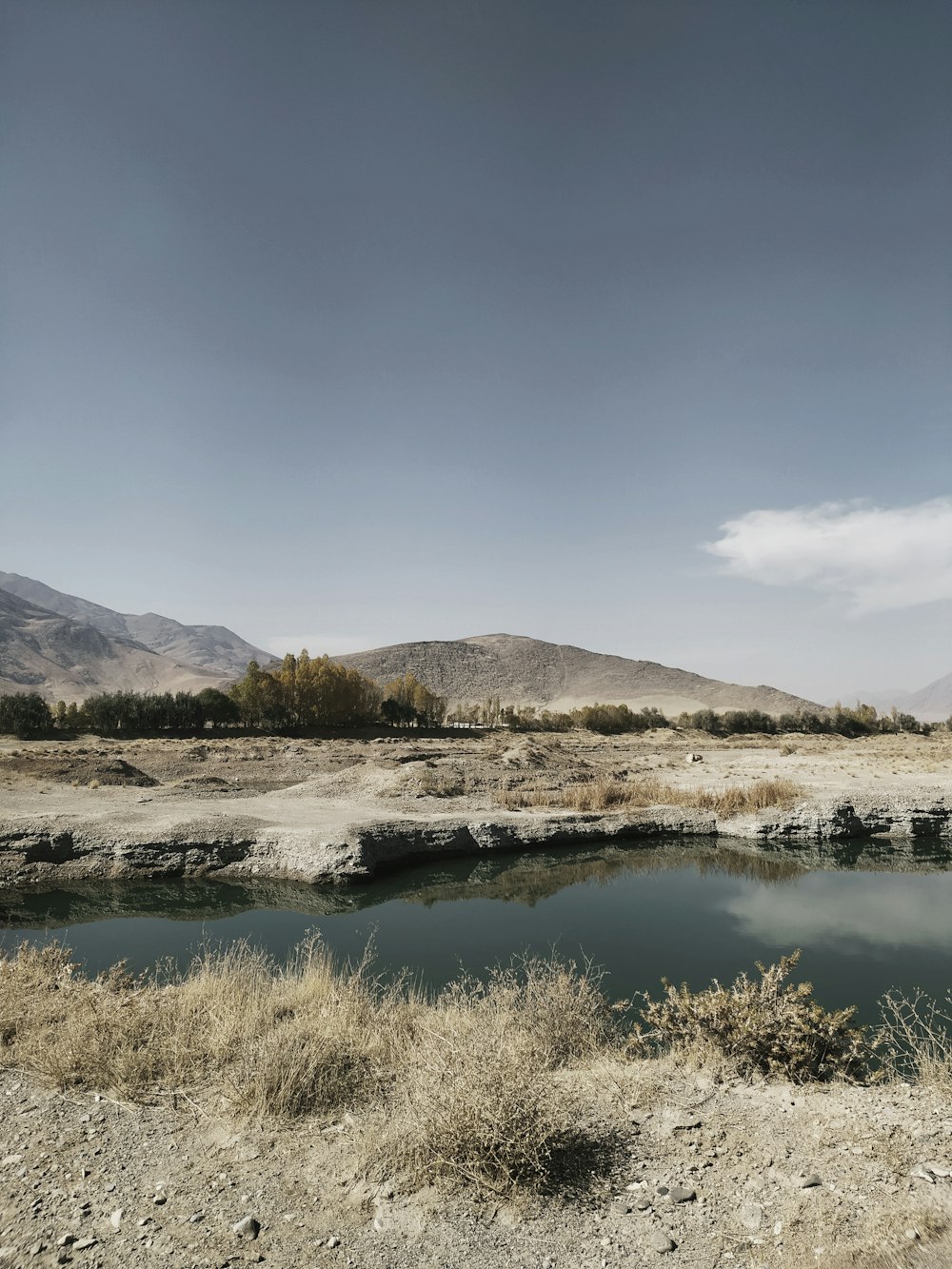 lake in the middle of mountains during daytime