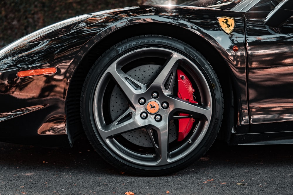 black and silver car wheel