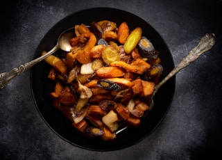 cooked food on black frying pan