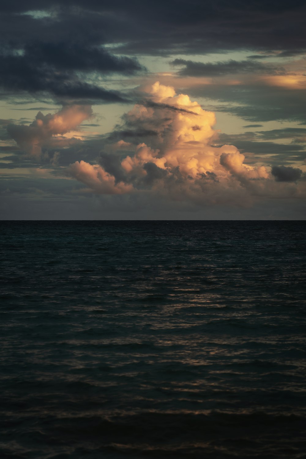 a large body of water under a cloudy sky