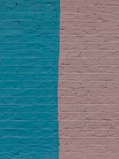 blue and white brick wall