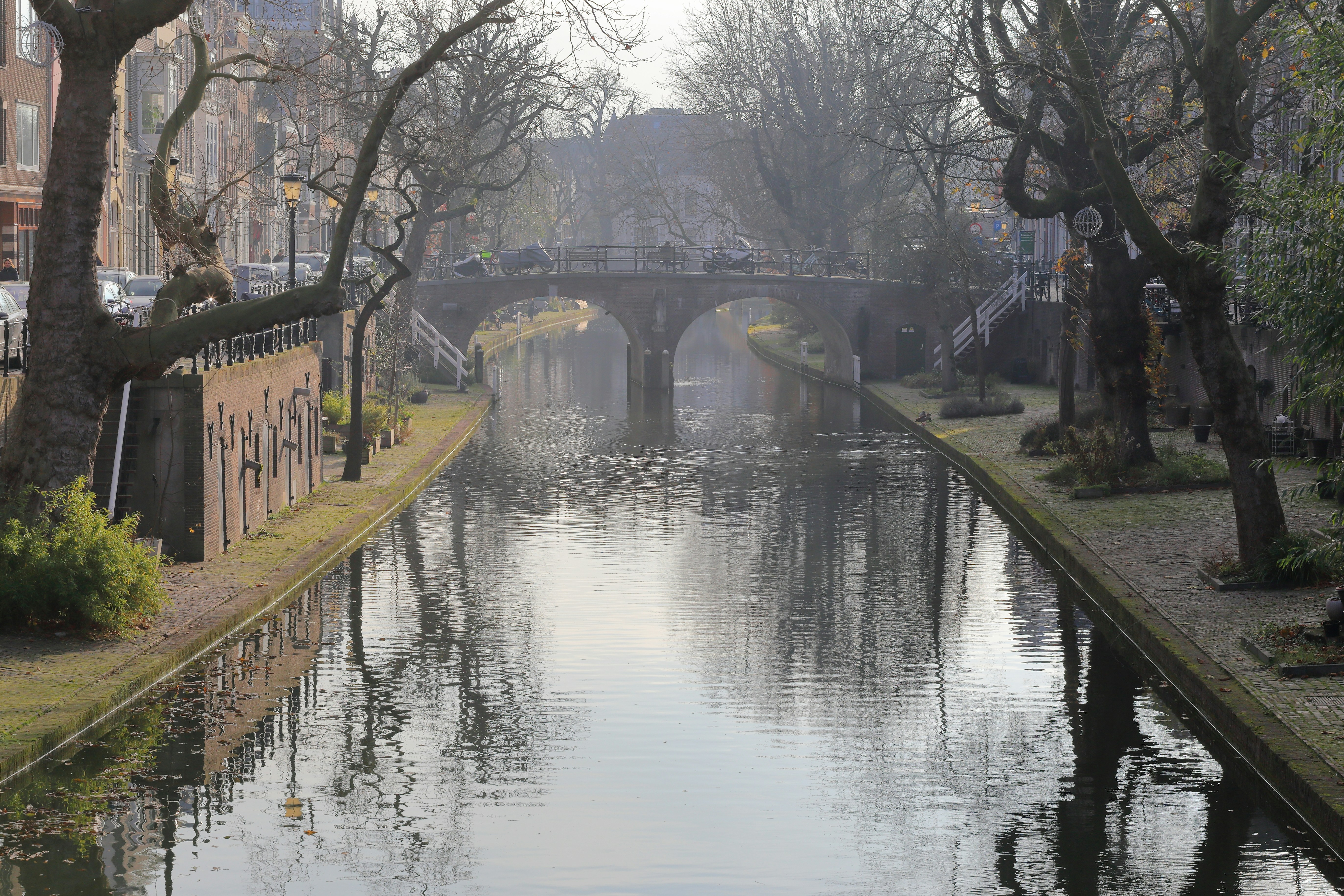brown wooden bridge over river, 