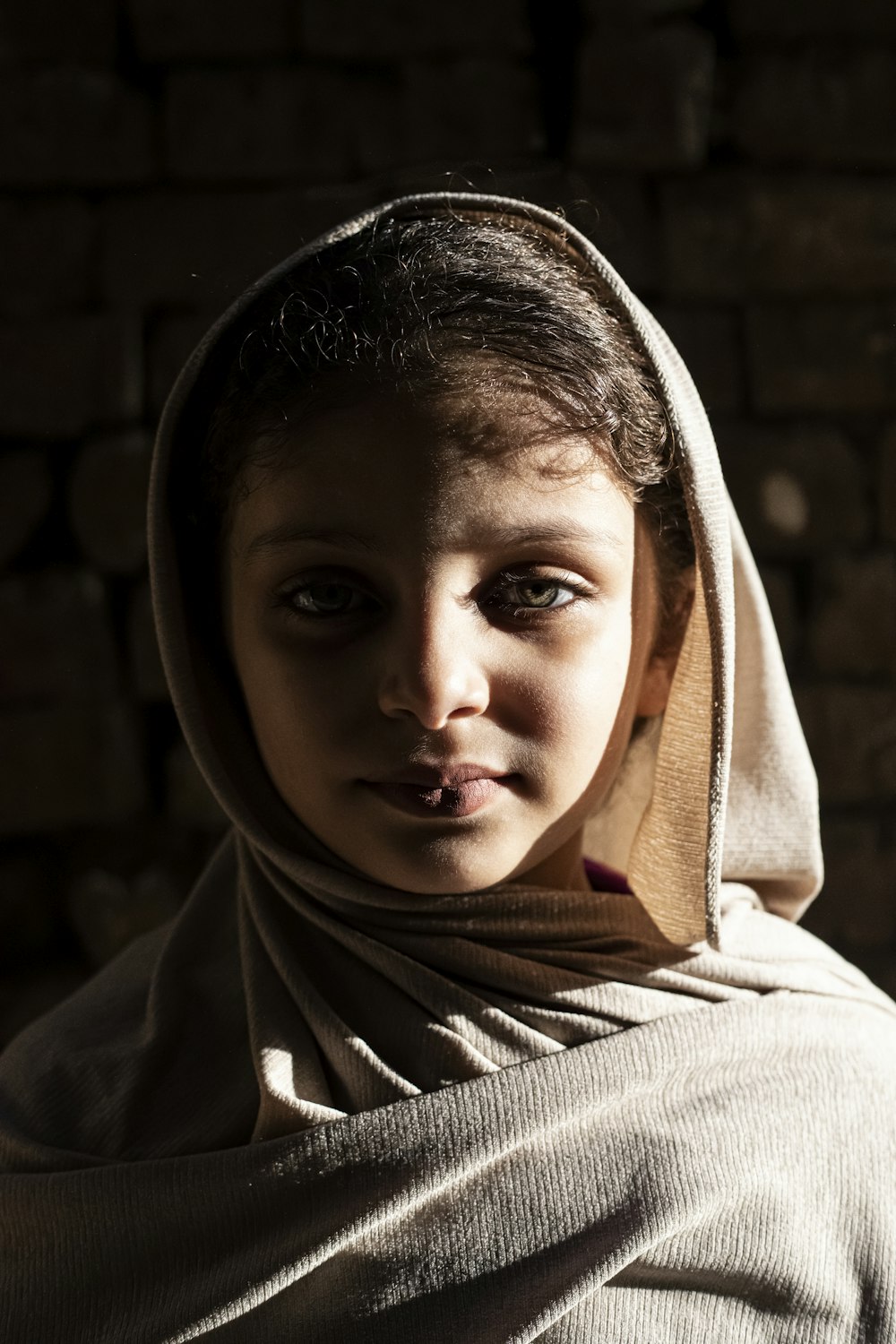 woman in white hijab in grayscale photography