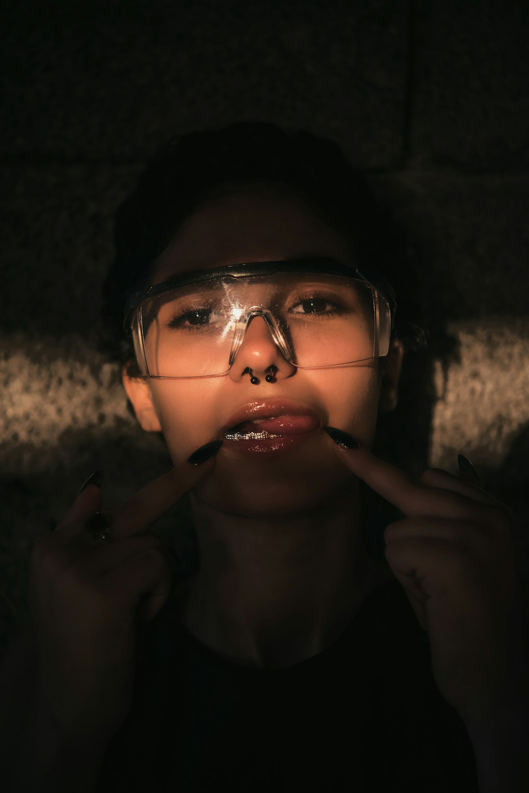 woman in black framed eyeglasses