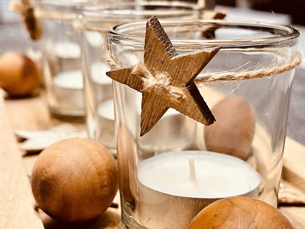 brown star on clear glass holder
