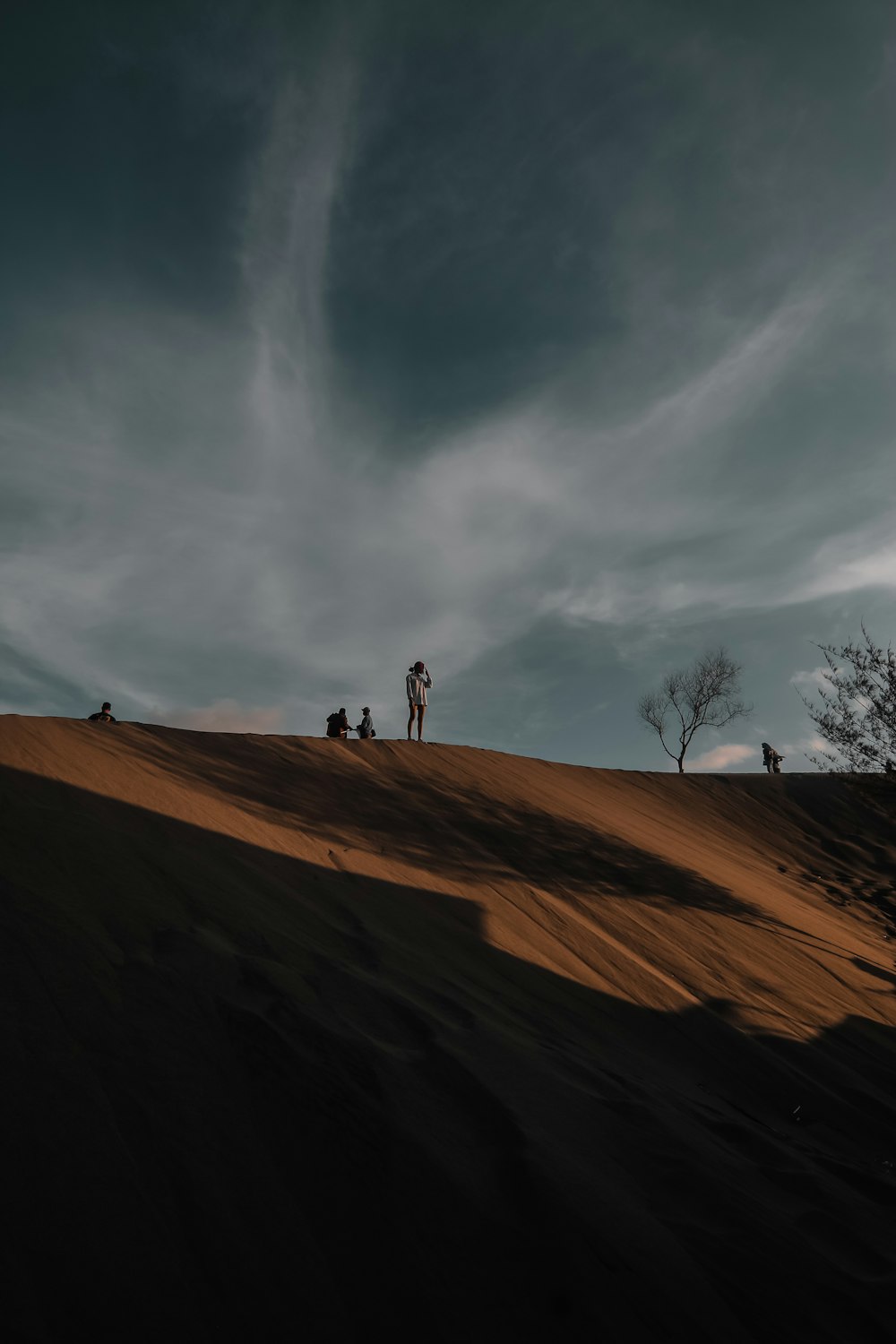 2 people walking on brown sand under white clouds during daytime