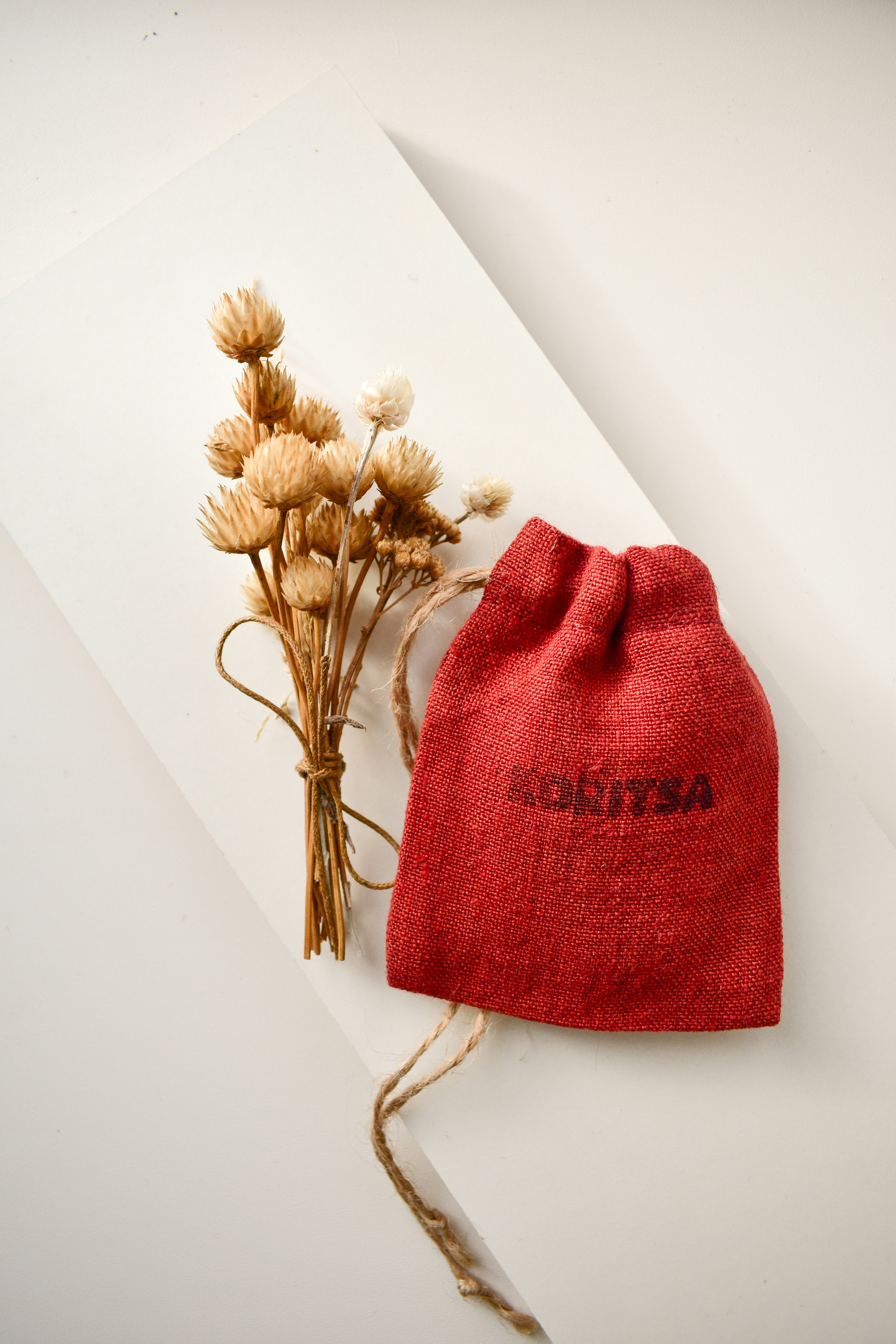 red knit cap on white table