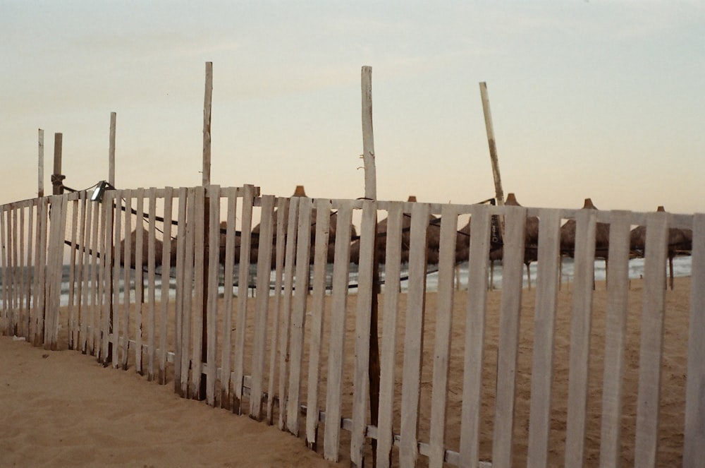 brown wooden fence on brown sand during daytime