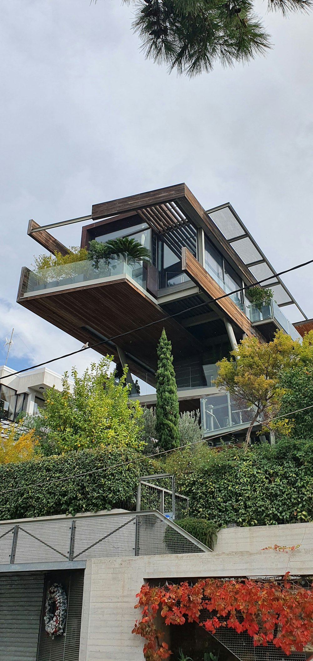 brown wooden house near green tree during daytime