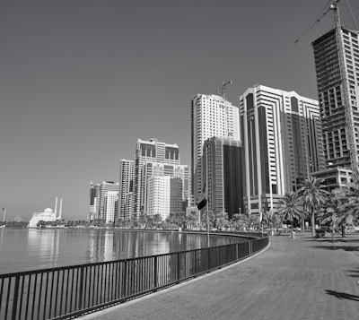 Panoramic shot of a waterfront development project showcasing Mazari Group’s attention to detail.