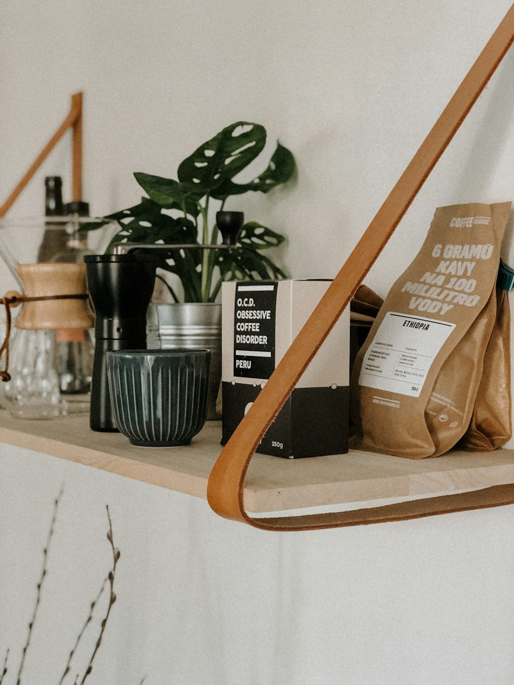 brown paper bag on brown wooden rack