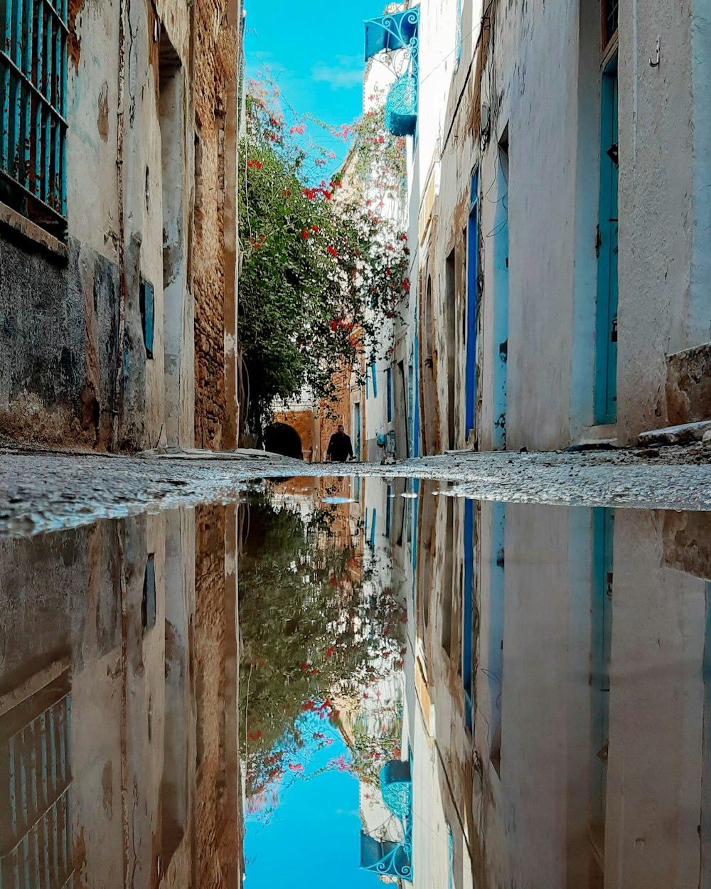 water on the street during daytime