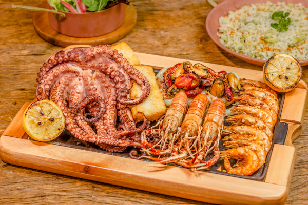 Charcoal grilled octopus