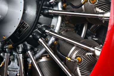 black and silver car engine