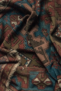 red black and white textile