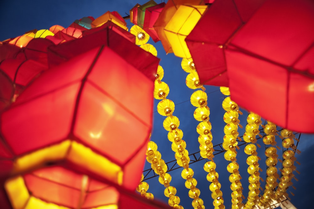 red and yellow paper lantern