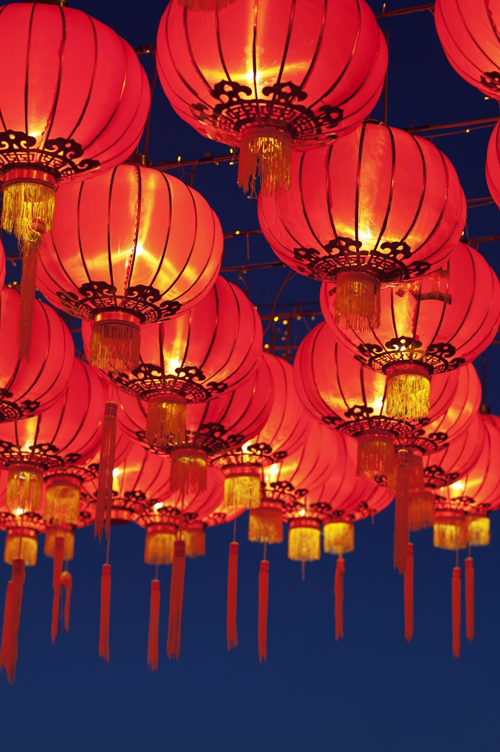 red and yellow paper lanterns