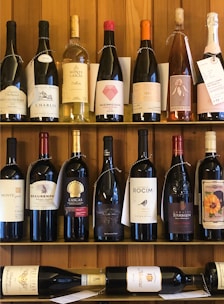 white labeled bottle on shelf