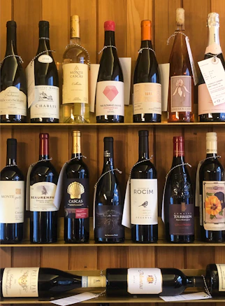white labeled bottle on shelf