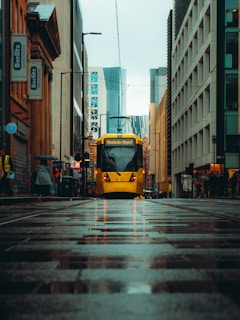 yellow bus on the street during daytime