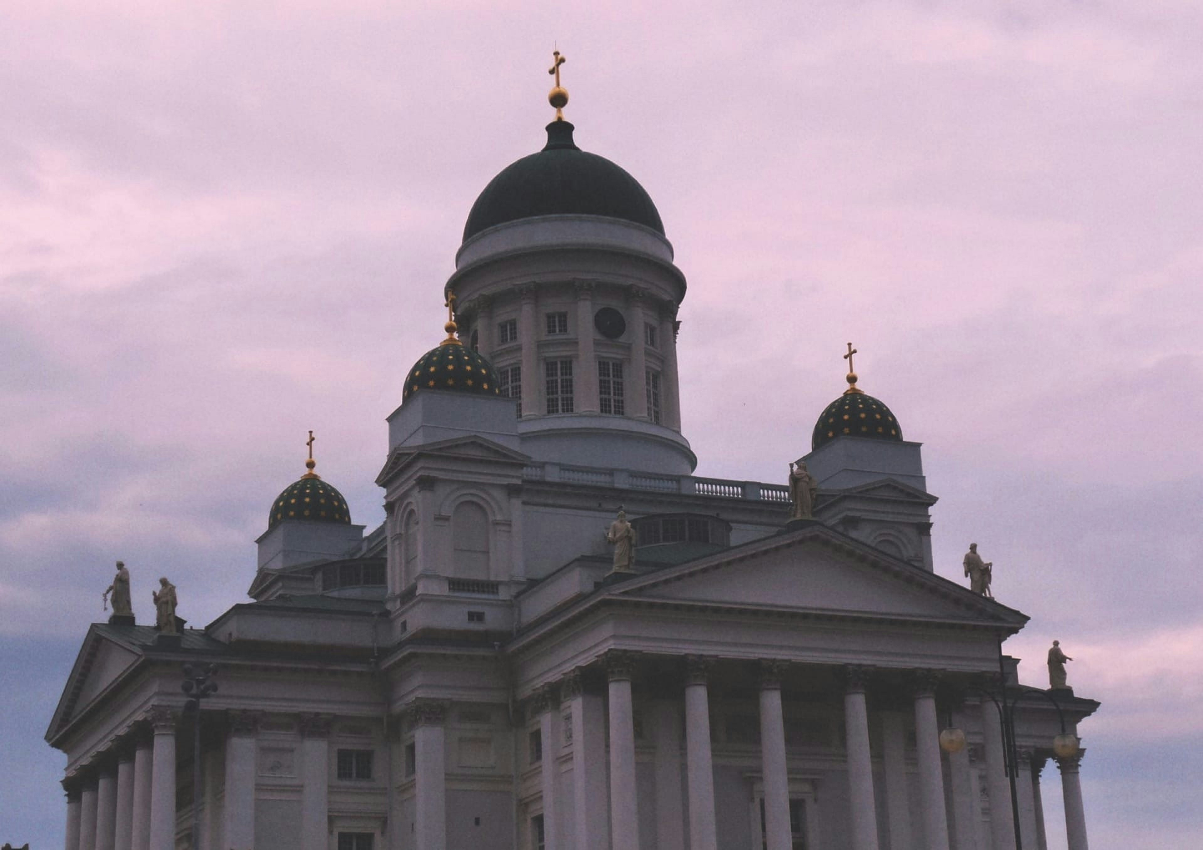 white and black concrete building under white clouds during daytime, Helsinki cathedral and senate square