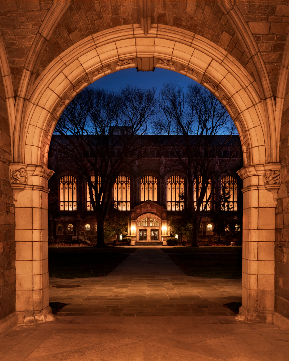 brown concrete building during night time